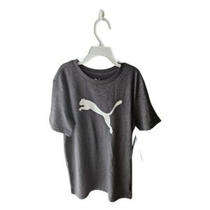 Puma Core Big Cat Gray Graphic T-Shirt Kid's Size M Athletic Casual Tee